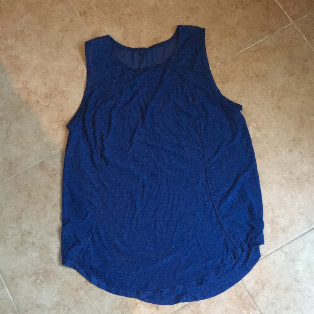 90 degrees Macy blue mesh key-hole back tank top